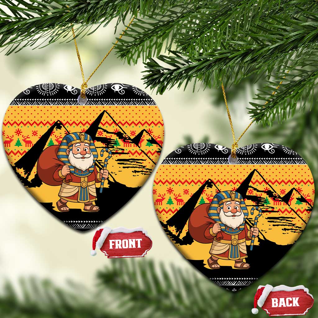 Egypt Christmas Ceramic Ornament with Pharaoh Santa Pyramids Eye of Horus and Ancient Egyptian - Wonder Print Shop