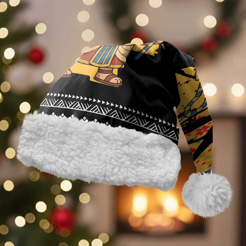 Egypt Christmas Santa Hat with Pharaoh Santa Pyramids Eye of Horus and Ancient Egyptian - Wonder Print Shop
