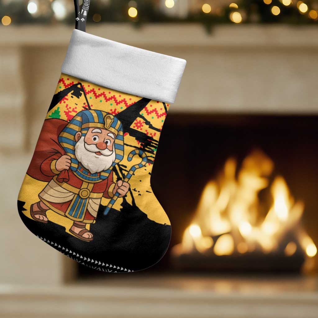 Egypt Christmas Stocking with Pharaoh Santa Pyramids Eye of Horus and Ancient Egyptian - Wonder Print Shop