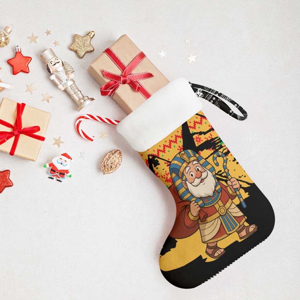 Egypt Christmas Stocking with Pharaoh Santa Pyramids Eye of Horus and Ancient Egyptian - Wonder Print Shop