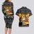 Egypt Christmas Couples Matching Long Sleeve Bodycon Dress and Hawaiian Shirt with Pharaoh Santa Pyramids Eye of Horus and Ancient Egyptian - Wonder Print Shop