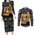 Egypt Christmas Couples Matching Long Sleeve Bodycon Dress and Long Sleeve Button Shirt with Pharaoh Santa Pyramids Eye of Horus and Ancient Egyptian - Wonder Print Shop