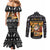 Egypt Christmas Couples Matching Mermaid Dress and Long Sleeve Button Shirt with Pharaoh Santa Pyramids Eye of Horus and Ancient Egyptian - Wonder Print Shop