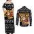 Egypt Christmas Couples Matching Off Shoulder Maxi Dress and Long Sleeve Button Shirt with Pharaoh Santa Pyramids Eye of Horus and Ancient Egyptian - Wonder Print Shop