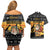 Egypt Christmas Couples Matching Off Shoulder Short Dress and Hawaiian Shirt with Pharaoh Santa Pyramids Eye of Horus and Ancient Egyptian - Wonder Print Shop