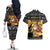 Egypt Christmas Couples Matching Off The Shoulder Long Sleeve Dress and Hawaiian Shirt with Pharaoh Santa Pyramids Eye of Horus and Ancient Egyptian - Wonder Print Shop