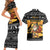 Egypt Christmas Couples Matching Short Sleeve Bodycon Dress and Hawaiian Shirt with Pharaoh Santa Pyramids Eye of Horus and Ancient Egyptian - Wonder Print Shop