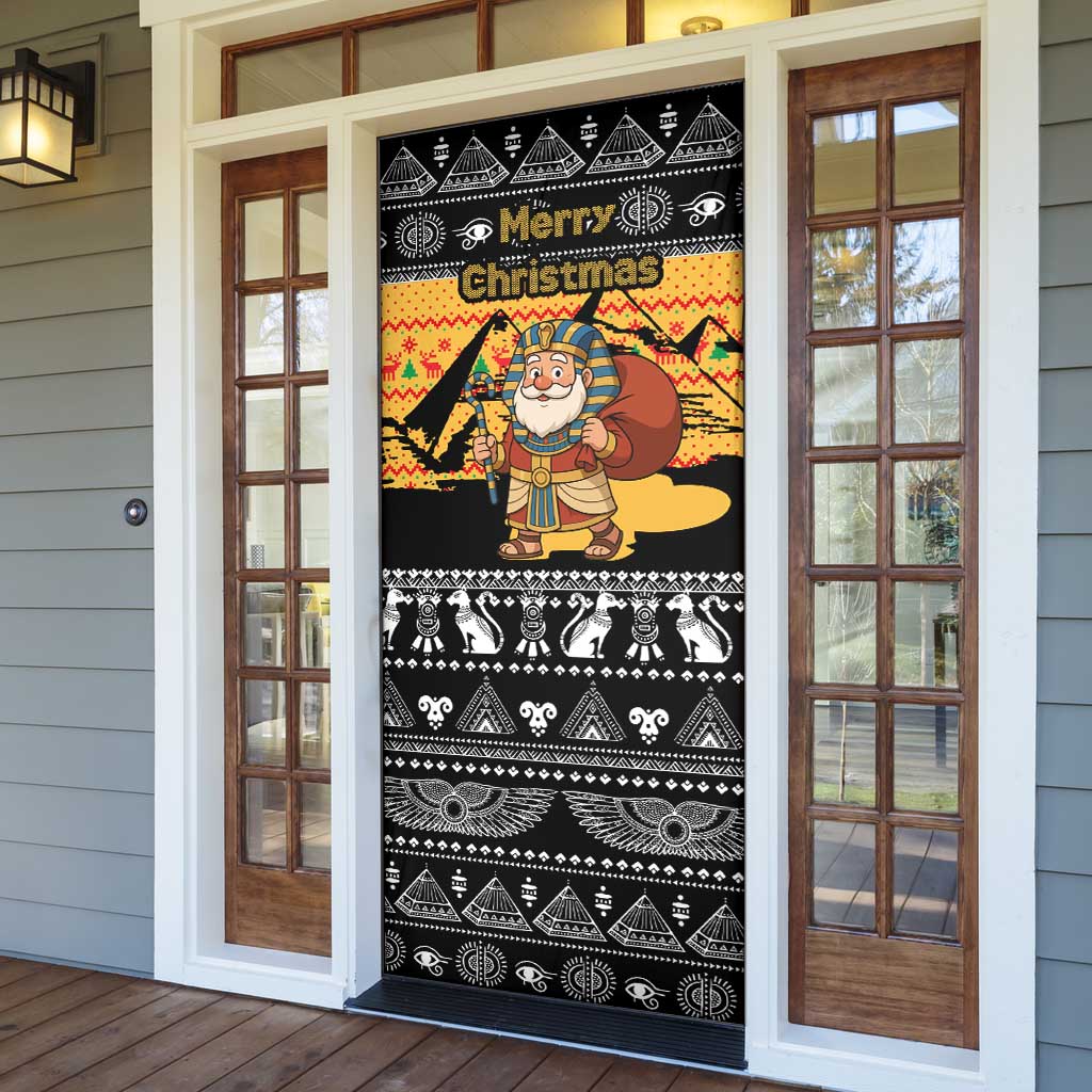 Egypt Christmas Door Cover with Pharaoh Santa Pyramids Eye of Horus and Ancient Egyptian - Wonder Print Shop