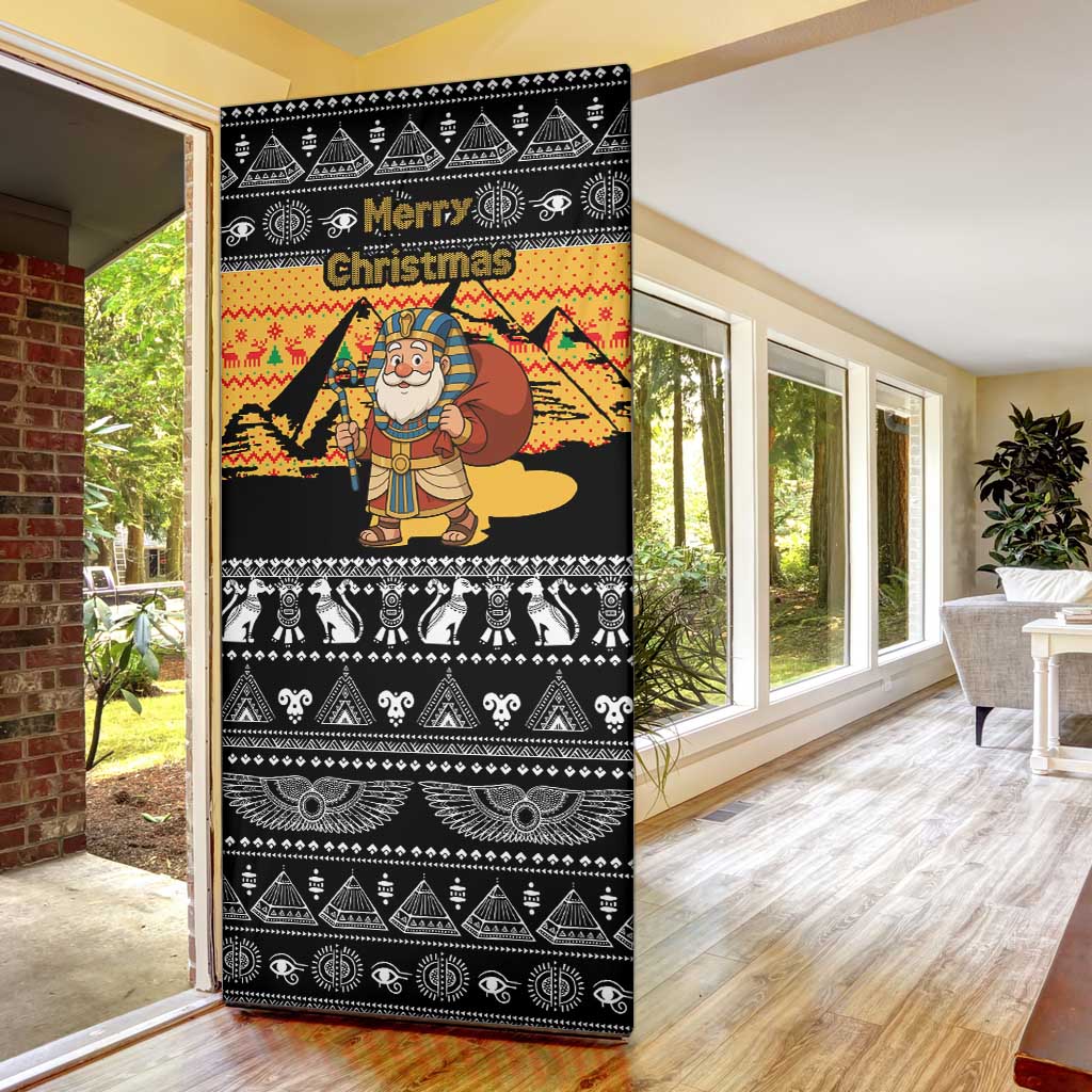 Egypt Christmas Door Cover with Pharaoh Santa Pyramids Eye of Horus and Ancient Egyptian - Wonder Print Shop