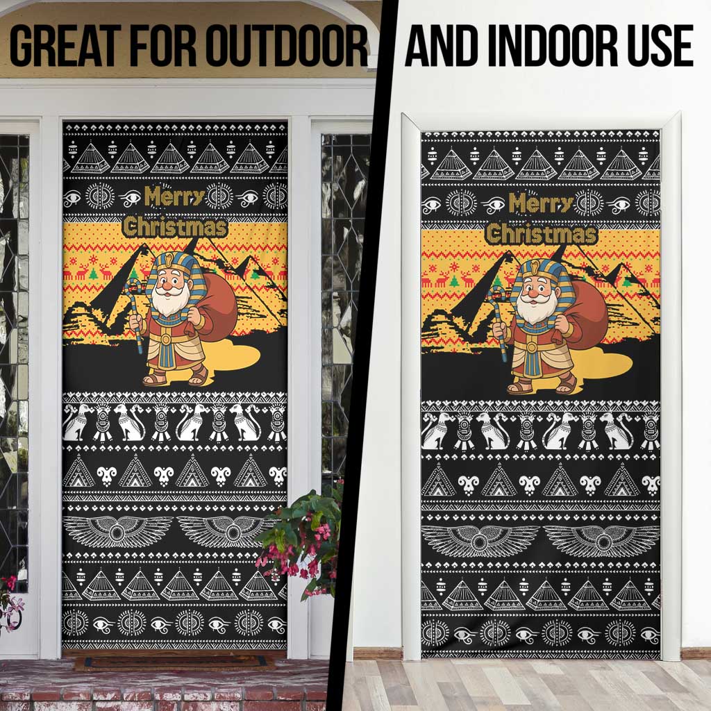 Egypt Christmas Door Cover with Pharaoh Santa Pyramids Eye of Horus and Ancient Egyptian - Wonder Print Shop