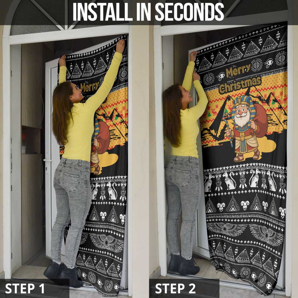 Egypt Christmas Door Cover with Pharaoh Santa Pyramids Eye of Horus and Ancient Egyptian - Wonder Print Shop