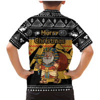 Egypt Christmas Family Matching Mermaid Dress and Hawaiian Shirt with Pharaoh Santa Pyramids Eye of Horus and Ancient Egyptian - Wonder Print Shop