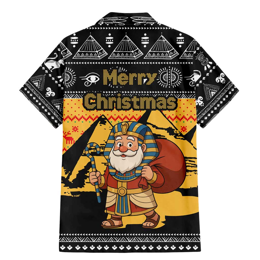Egypt Christmas Family Matching Mermaid Dress and Hawaiian Shirt with Pharaoh Santa Pyramids Eye of Horus and Ancient Egyptian - Wonder Print Shop