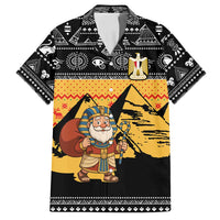 Egypt Christmas Family Matching Off Shoulder Maxi Dress and Hawaiian Shirt with Pharaoh Santa Pyramids Eye of Horus and Ancient Egyptian - Wonder Print Shop