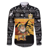 Egypt Christmas Family Matching Off Shoulder Maxi Dress and Hawaiian Shirt with Pharaoh Santa Pyramids Eye of Horus and Ancient Egyptian - Wonder Print Shop