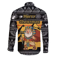 Egypt Christmas Family Matching Off Shoulder Short Dress and Hawaiian Shirt with Pharaoh Santa Pyramids Eye of Horus and Ancient Egyptian - Wonder Print Shop
