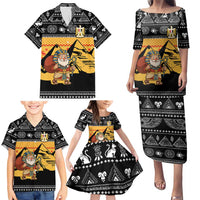 Egypt Christmas Family Matching Puletasi and Hawaiian Shirt with Pharaoh Santa Pyramids Eye of Horus and Ancient Egyptian - Wonder Print Shop