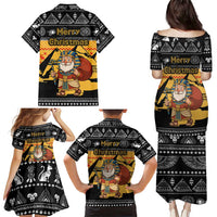 Egypt Christmas Family Matching Puletasi and Hawaiian Shirt with Pharaoh Santa Pyramids Eye of Horus and Ancient Egyptian - Wonder Print Shop