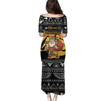 Egypt Christmas Family Matching Puletasi and Hawaiian Shirt with Pharaoh Santa Pyramids Eye of Horus and Ancient Egyptian - Wonder Print Shop