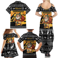 Egypt Christmas Family Matching Summer Maxi Dress and Hawaiian Shirt with Pharaoh Santa Pyramids Eye of Horus and Ancient Egyptian - Wonder Print Shop
