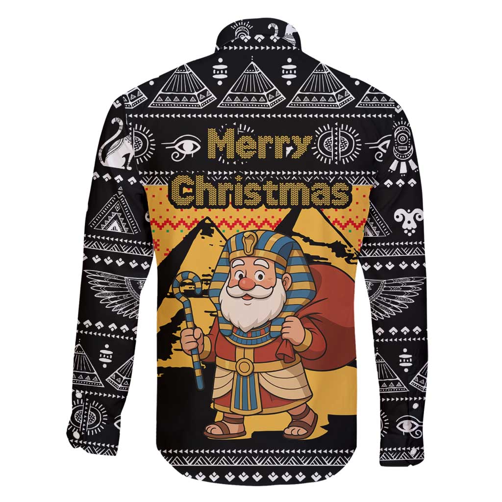 Egypt Christmas Family Matching Summer Maxi Dress and Hawaiian Shirt with Pharaoh Santa Pyramids Eye of Horus and Ancient Egyptian - Wonder Print Shop