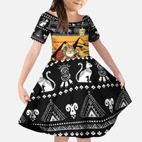 Egypt Christmas Family Matching Tank Maxi Dress and Hawaiian Shirt with Pharaoh Santa Pyramids Eye of Horus and Ancient Egyptian - Wonder Print Shop