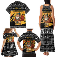 Egypt Christmas Family Matching Tank Maxi Dress and Hawaiian Shirt with Pharaoh Santa Pyramids Eye of Horus and Ancient Egyptian - Wonder Print Shop