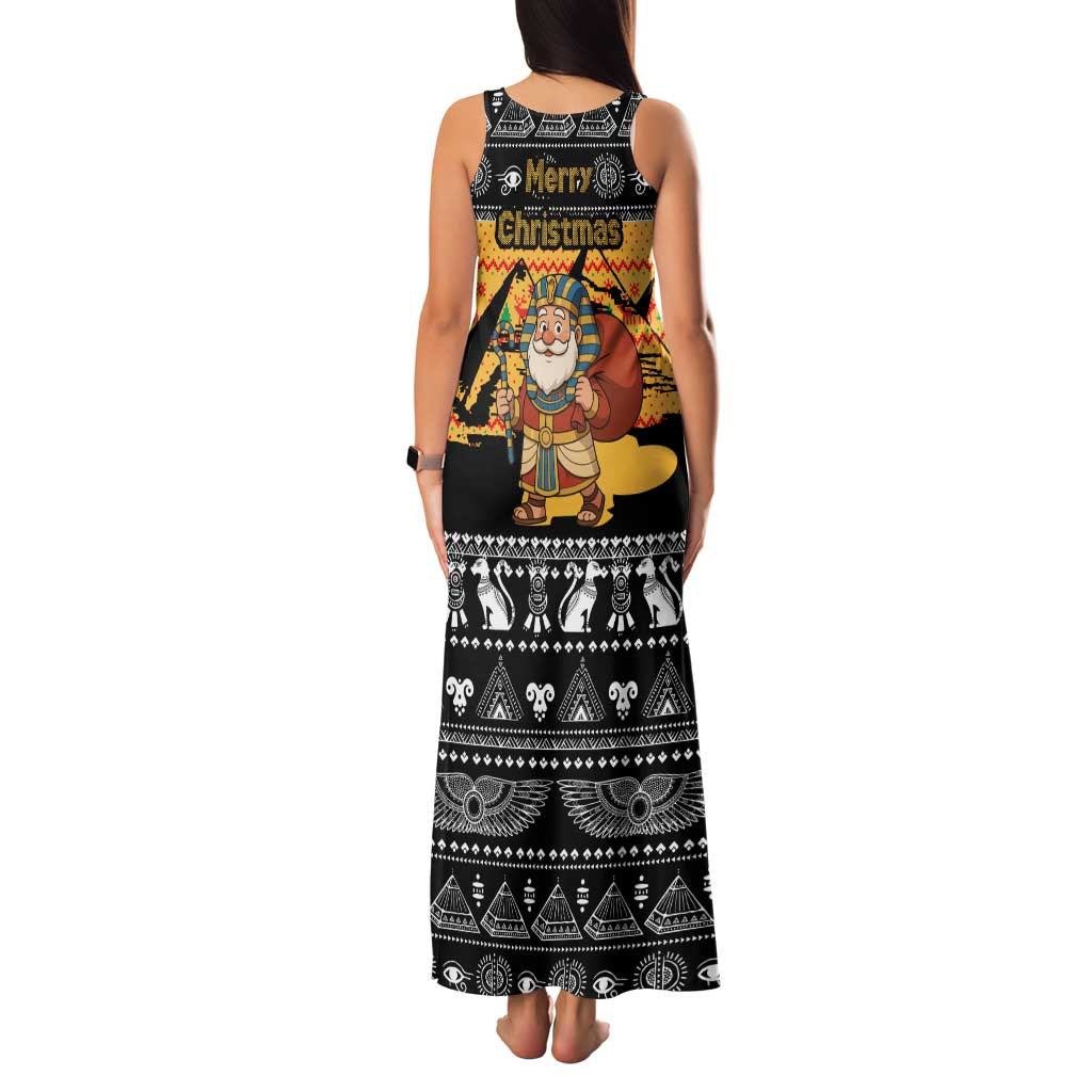 Egypt Christmas Family Matching Tank Maxi Dress and Hawaiian Shirt with Pharaoh Santa Pyramids Eye of Horus and Ancient Egyptian - Wonder Print Shop