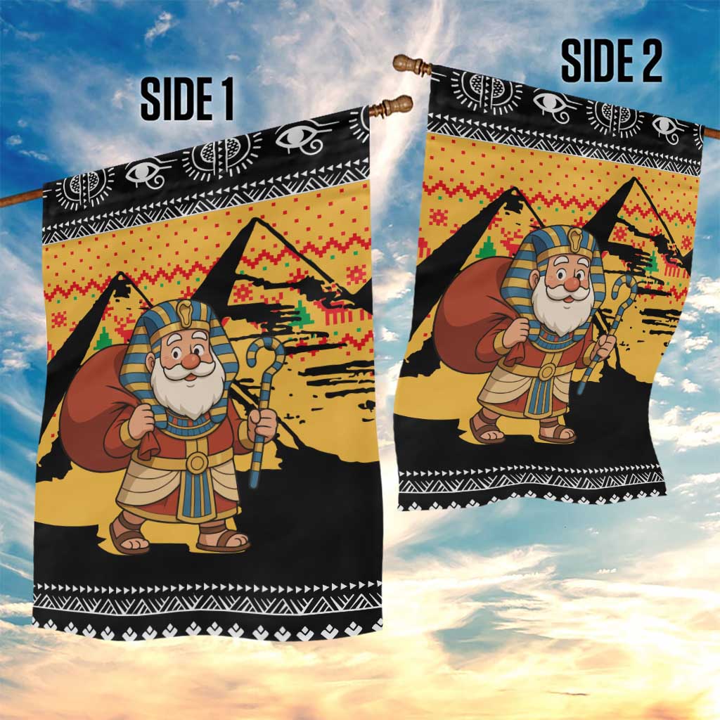 Egypt Christmas Garden Flag with Pharaoh Santa Pyramids Eye of Horus and Ancient Egyptian - Wonder Print Shop