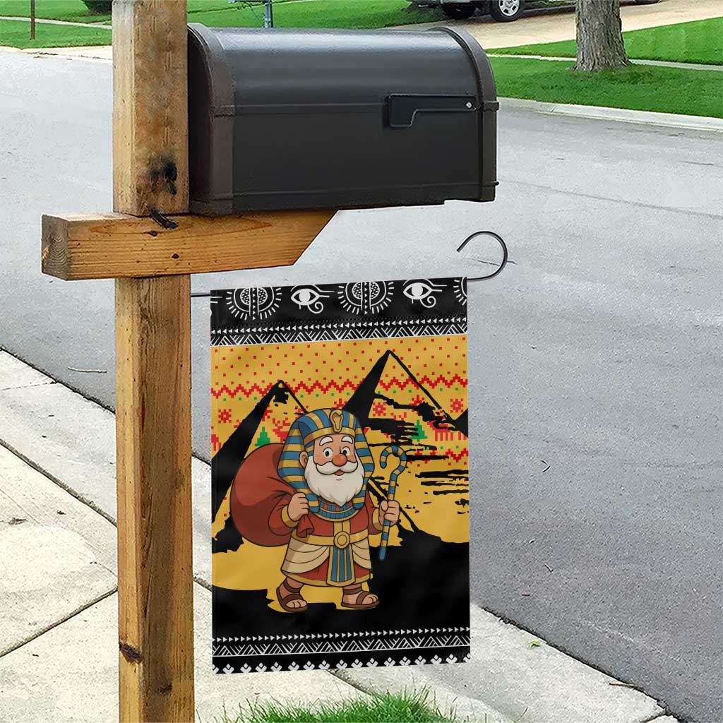 Egypt Christmas Garden Flag with Pharaoh Santa Pyramids Eye of Horus and Ancient Egyptian - Wonder Print Shop