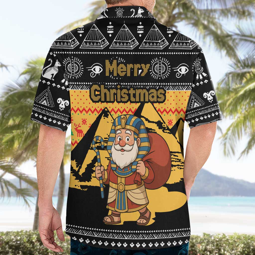 Egypt Christmas Hawaiian Shirt with Pharaoh Santa Pyramids Eye of Horus and Ancient Egyptian - Wonder Print Shop