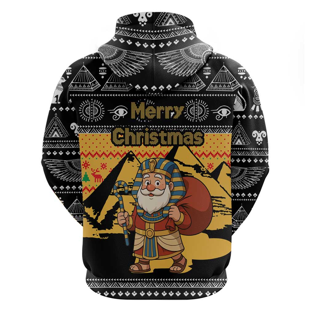 Egypt Christmas Hoodie with Pharaoh Santa Pyramids Eye of Horus and Ancient Egyptian - Wonder Print Shop