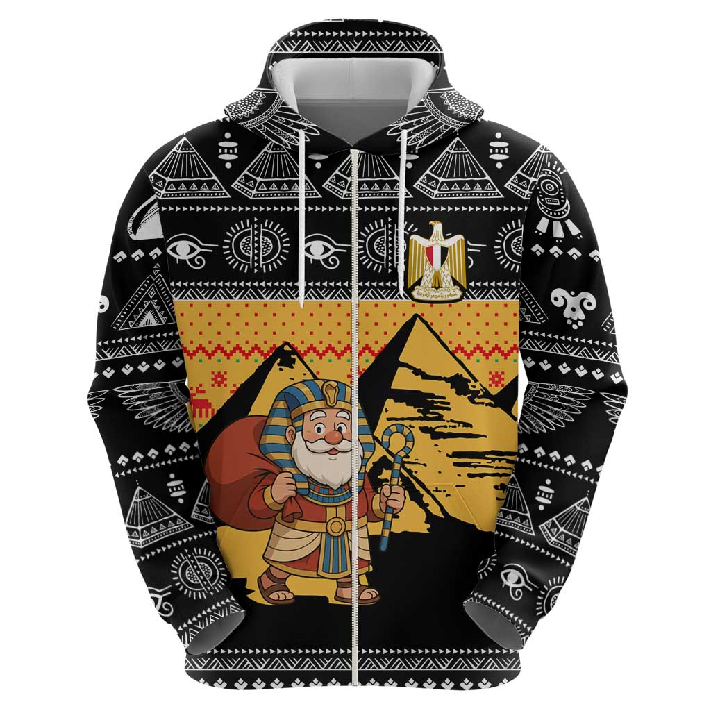 Egypt Christmas Hoodie with Pharaoh Santa Pyramids Eye of Horus and Ancient Egyptian - Wonder Print Shop