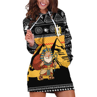 Egypt Christmas Hoodie Dress with Pharaoh Santa Pyramids Eye of Horus and Ancient Egyptian - Wonder Print Shop