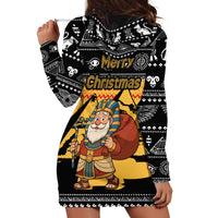 Egypt Christmas Hoodie Dress with Pharaoh Santa Pyramids Eye of Horus and Ancient Egyptian - Wonder Print Shop