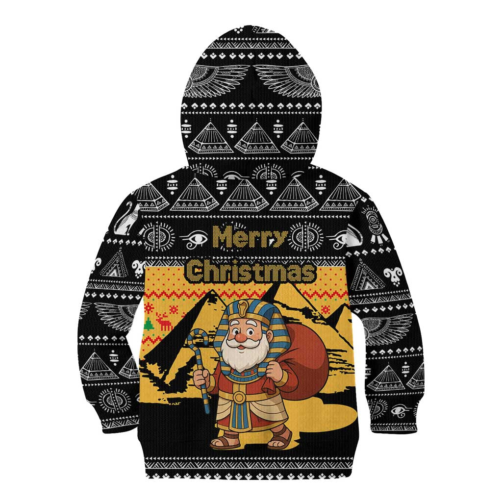 Egypt Christmas Kid Hoodie with Pharaoh Santa Pyramids Eye of Horus and Ancient Egyptian - Wonder Print Shop
