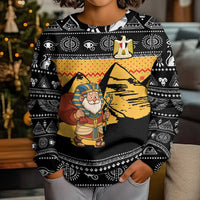 Egypt Christmas Kid Ugly Christmas Sweater with Pharaoh Santa Pyramids Eye of Horus and Ancient Egyptian - Wonder Print Shop