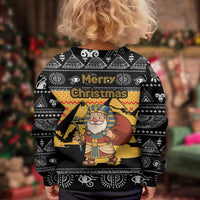 Egypt Christmas Kid Ugly Christmas Sweater with Pharaoh Santa Pyramids Eye of Horus and Ancient Egyptian - Wonder Print Shop