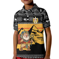 Egypt Christmas Kid Polo Shirt with Pharaoh Santa Pyramids Eye of Horus and Ancient Egyptian - Wonder Print Shop