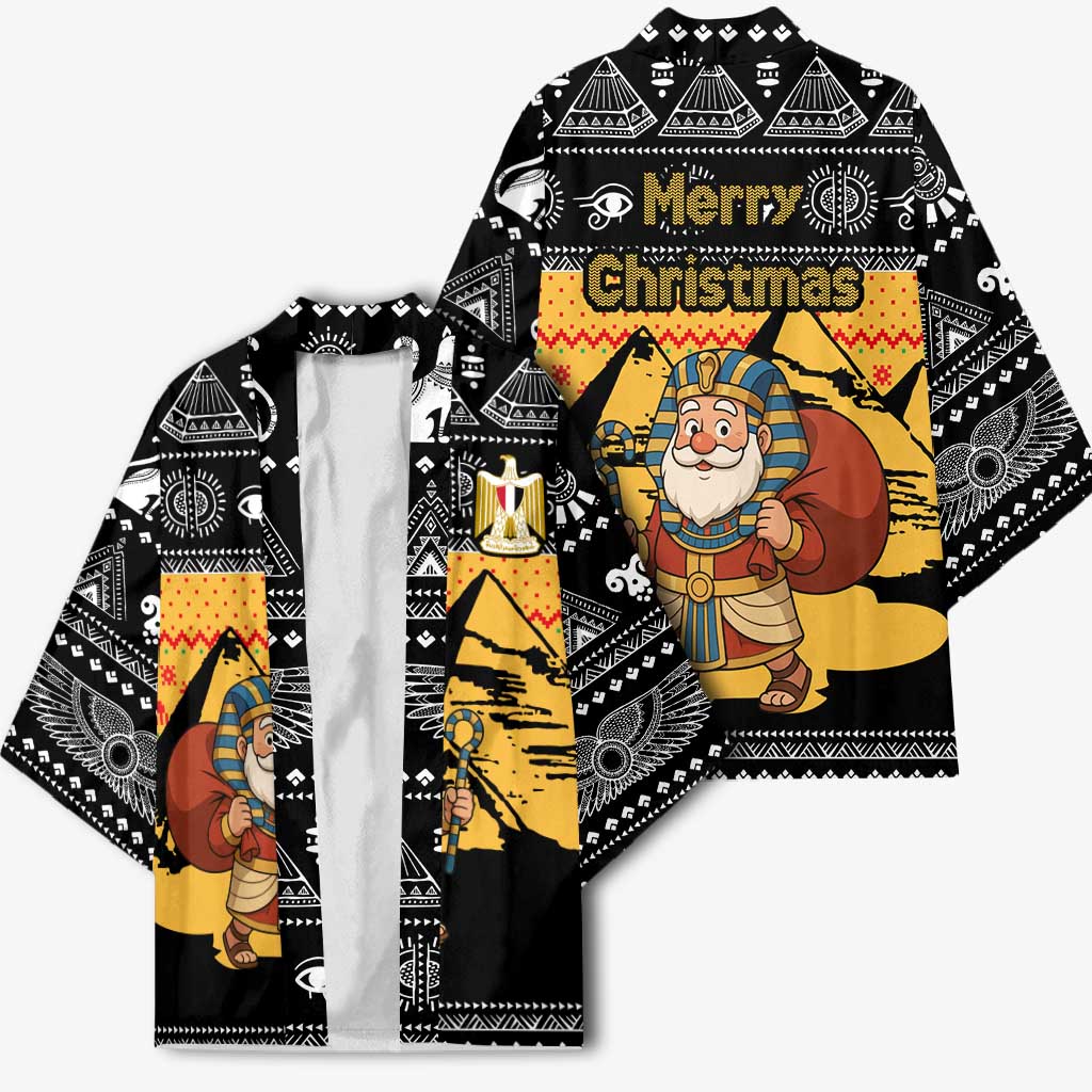 Egypt Christmas Kimono with Pharaoh Santa Pyramids Eye of Horus and Ancient Egyptian - Wonder Print Shop