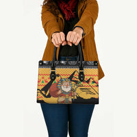 Egypt Christmas Leather Bag with Pharaoh Santa Pyramids Eye of Horus and Ancient Egyptian - Wonder Print Shop