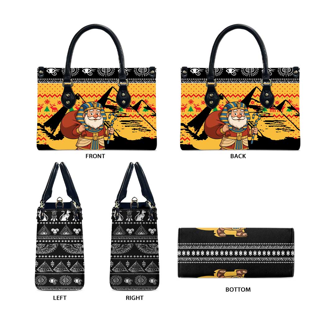 Egypt Christmas Leather Bag with Pharaoh Santa Pyramids Eye of Horus and Ancient Egyptian - Wonder Print Shop