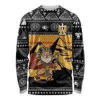 Egypt Christmas Long Sleeve Shirt with Pharaoh Santa Pyramids Eye of Horus and Ancient Egyptian - Wonder Print Shop