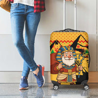 Egypt Christmas Luggage Cover with Pharaoh Santa Pyramids Eye of Horus and Ancient Egyptian - Wonder Print Shop