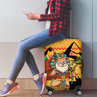 Egypt Christmas Luggage Cover with Pharaoh Santa Pyramids Eye of Horus and Ancient Egyptian - Wonder Print Shop