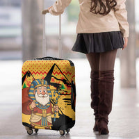 Egypt Christmas Luggage Cover with Pharaoh Santa Pyramids Eye of Horus and Ancient Egyptian - Wonder Print Shop