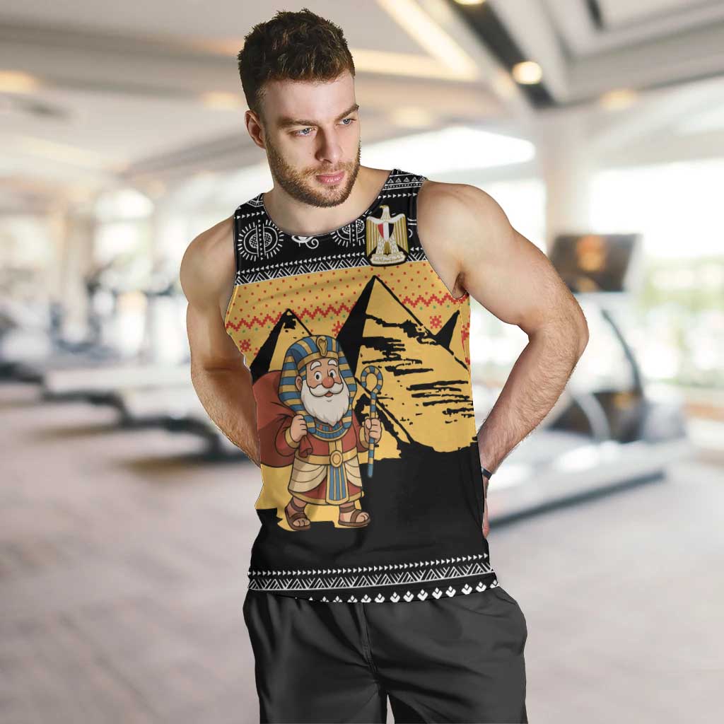 Egypt Christmas Men Tank Top with Pharaoh Santa Pyramids Eye of Horus and Ancient Egyptian - Wonder Print Shop