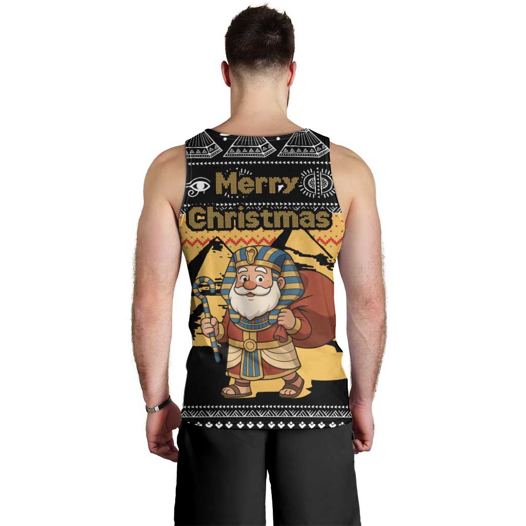 Egypt Christmas Men Tank Top with Pharaoh Santa Pyramids Eye of Horus and Ancient Egyptian - Wonder Print Shop