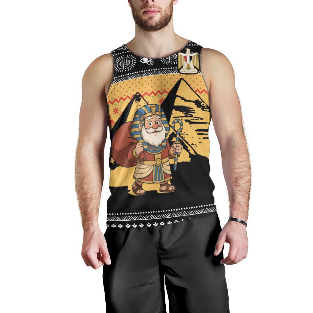 Egypt Christmas Men Tank Top with Pharaoh Santa Pyramids Eye of Horus and Ancient Egyptian - Wonder Print Shop