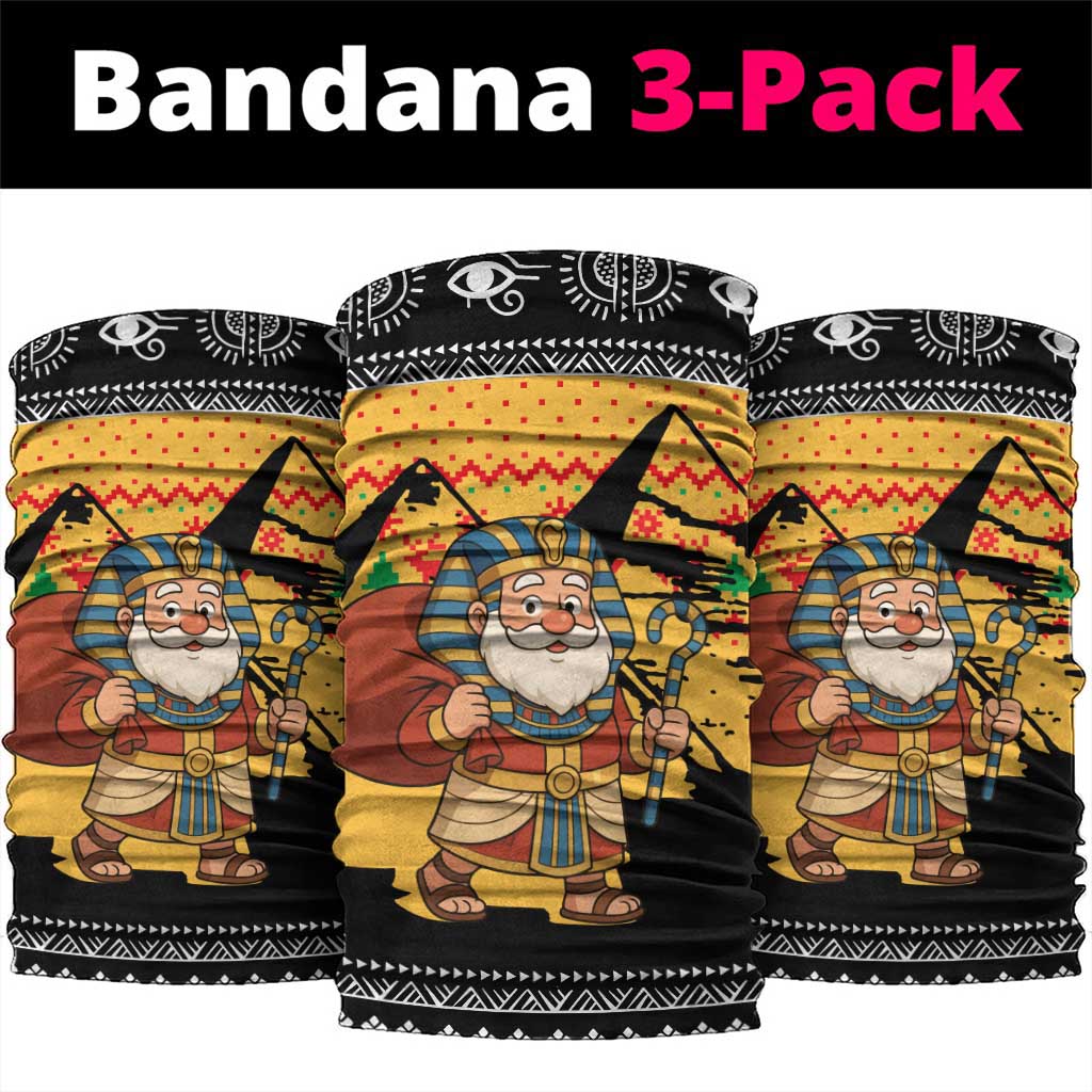 Egypt Christmas Neck Gaiter with Pharaoh Santa Pyramids Eye of Horus and Ancient Egyptian - Wonder Print Shop